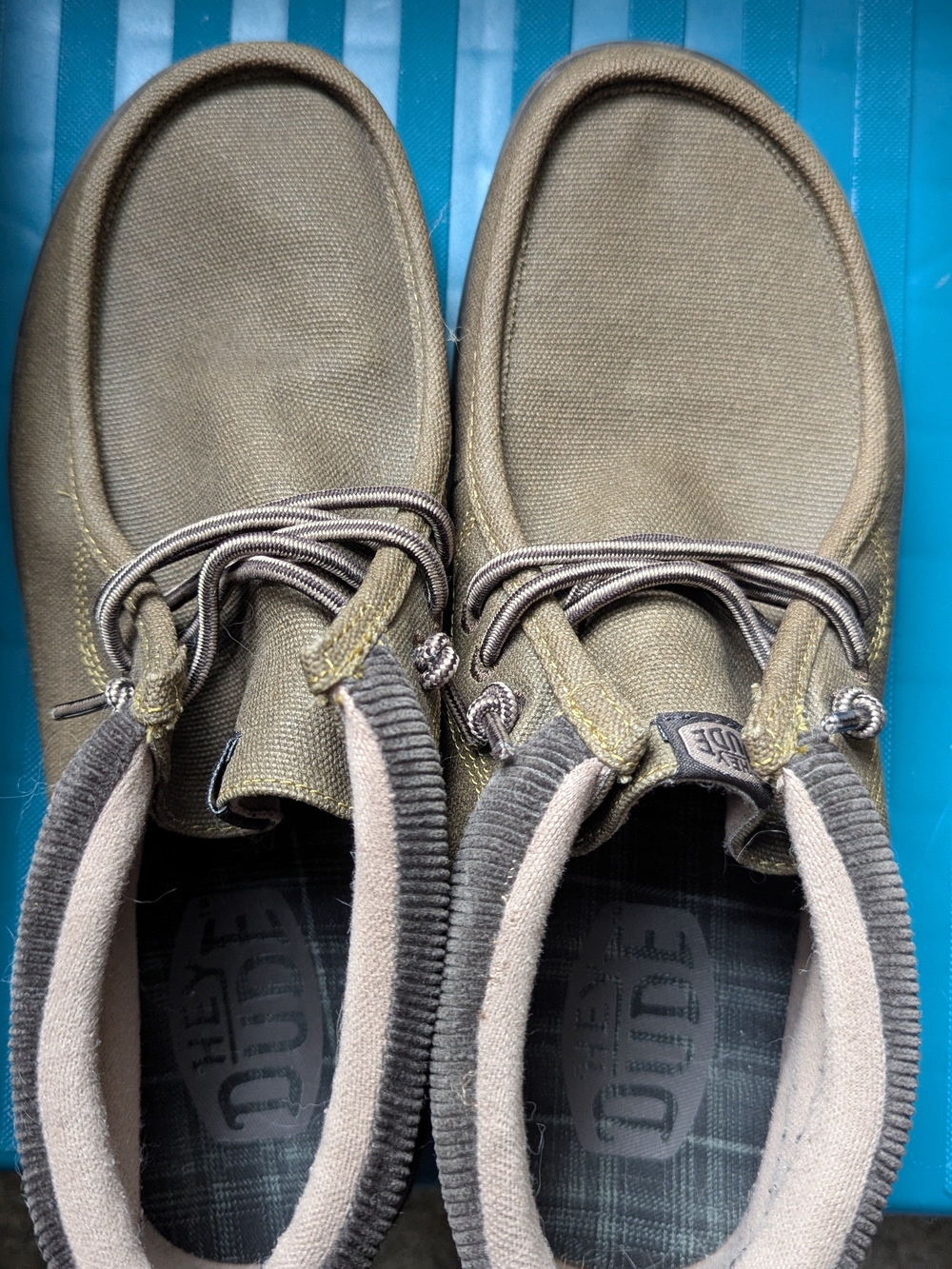 Hey Dude Dark Brown Canvas Slip-On Loafers Men's Size 10